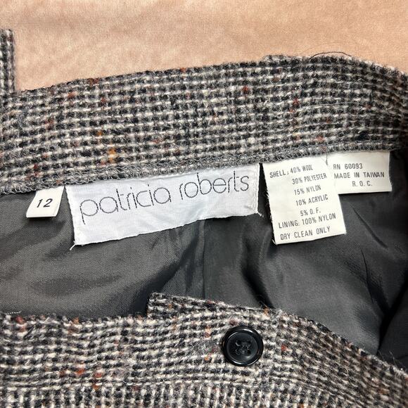 Patricia Roberts Vintage Checkered Pants Trousers High Waisted Wool Blend 90s - Picture 3 of 6